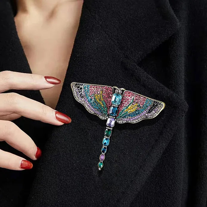 Water Diamond Dragonfly Brooch Rhinestone Pin Vintage Style for Women