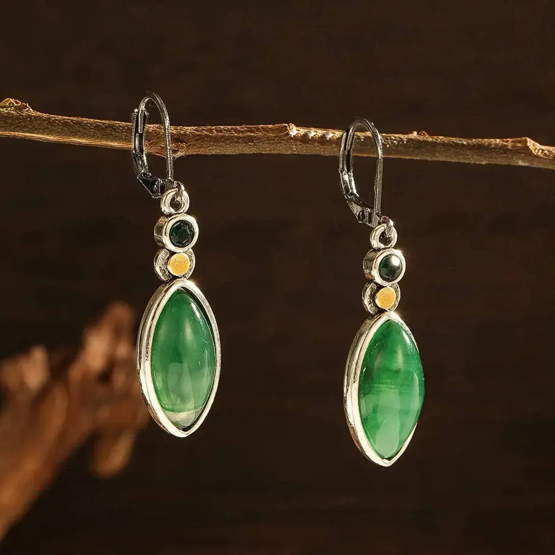 Gun Black Green Zinc Alloy Pendant Drop Earrings for Ladies Weddings Parties