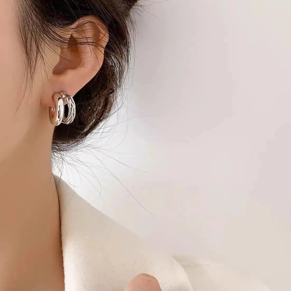Minimalist Skeleton Stud Earrings Zinc Alloy Metal Korea Jewelry for Women
