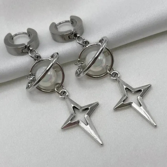 Zinc Alloy Cross Neptune Drop Earrings for Women Gothic Punk Y2K Gift