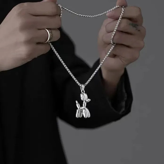 Puzzle Couple Necklace Stainless Steel Pendant Long Chain Unisex Jewelry