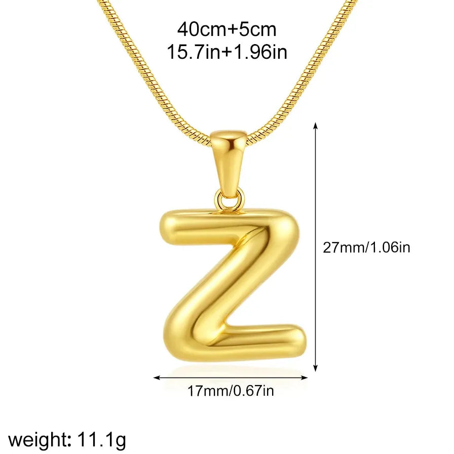 18k Gold Plated Stainless Steel Alphabet Initial Pendant Necklace A-Z for Women