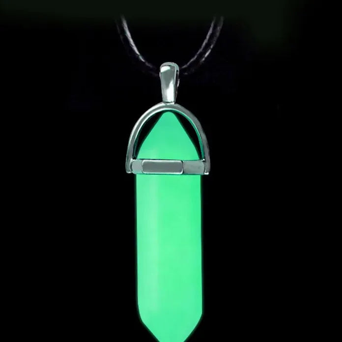 Dark Luminous Hexagonal Stone Necklace Crystal Pendant Gift Jewelry