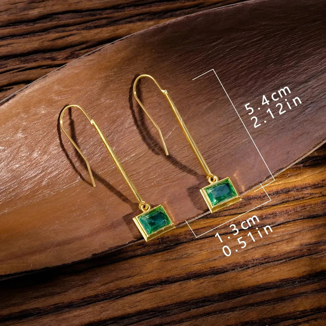 Geometric Square Gold Drop Earrings Women Zinc Alloy Long Hook Jewelry