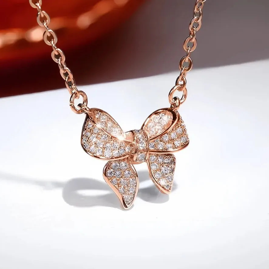 Romantic Bowknot Women Stud Earrings Cubic Zirconia Crystal Delicate Fashion Jewelry
