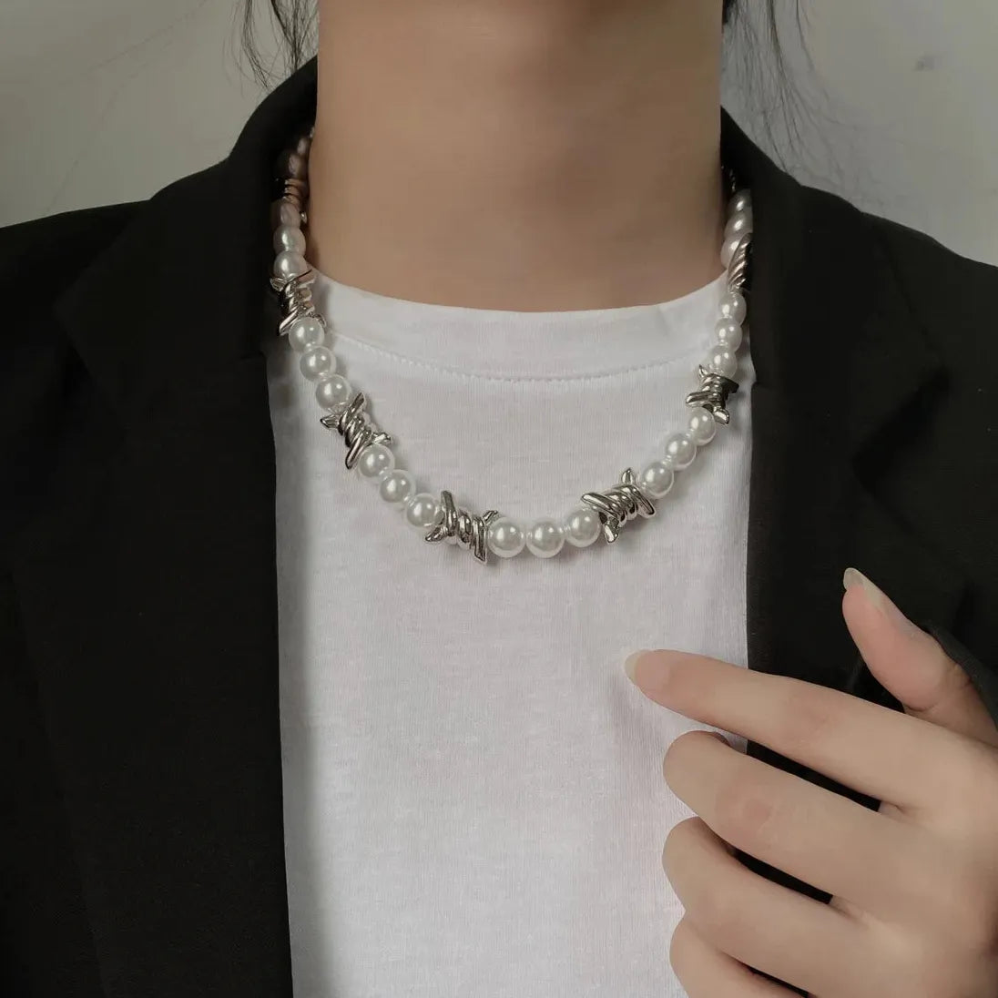 Y2K Zinc Alloy Star Zircon Pendant Necklace Women Punk Clavicle Chain