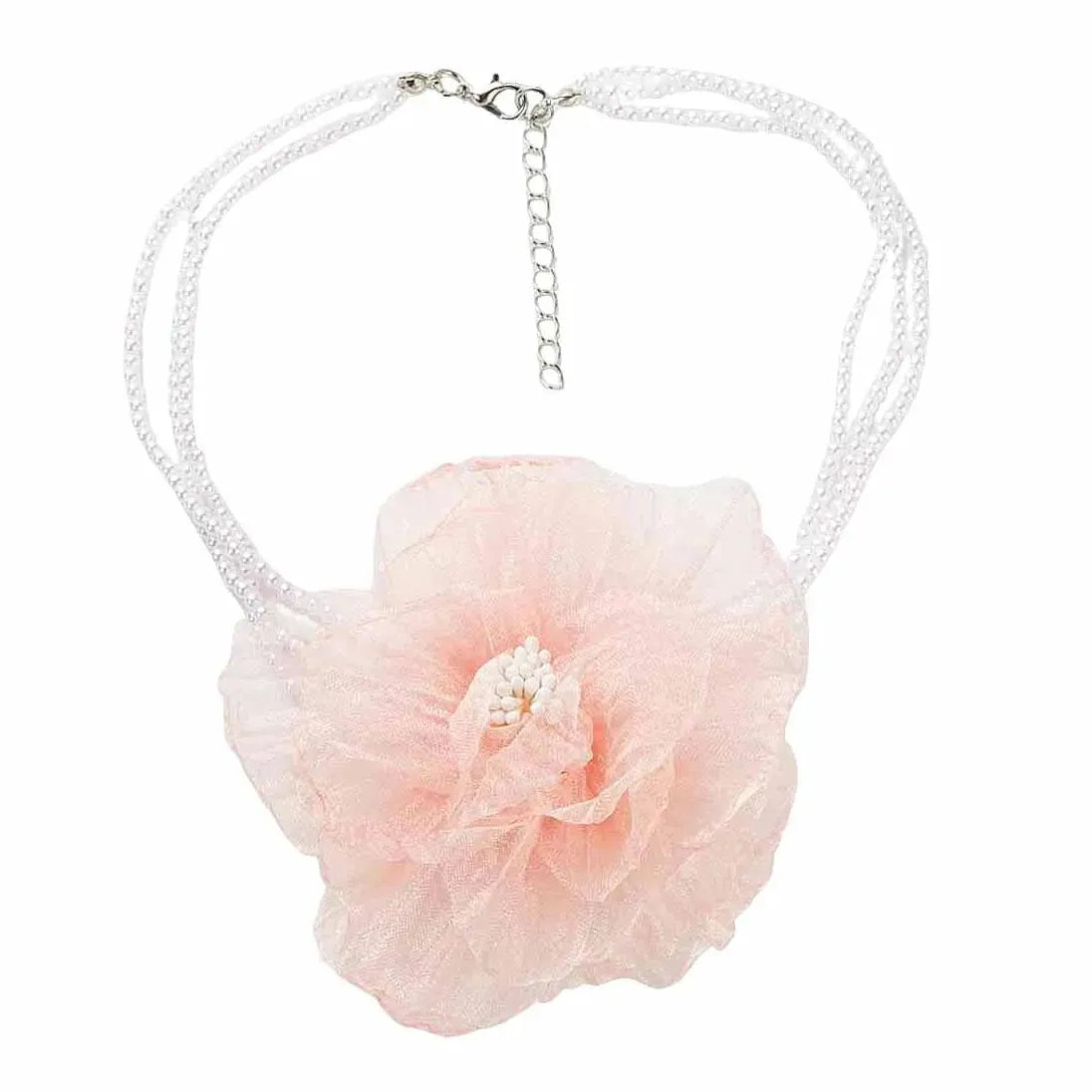 Vintage Multi-Layer Lace Flower Necklace Featuring Imitation Pearl Beads for Women