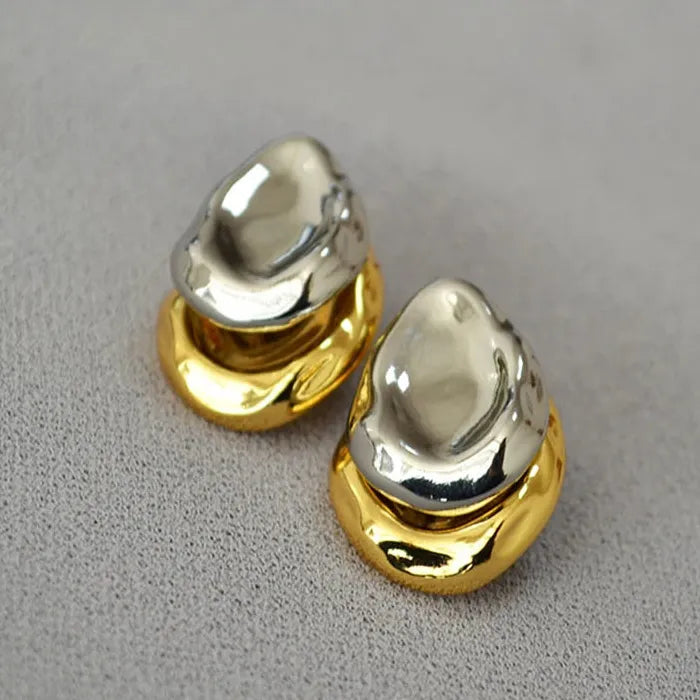 Vintage Stainless Steel Geometric Droplet Stud Earrings for Women