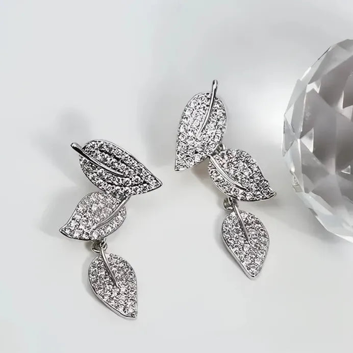 Brilliant Leaf Drop Earrings for Women Trendy Wedding Party Gift Jewelry