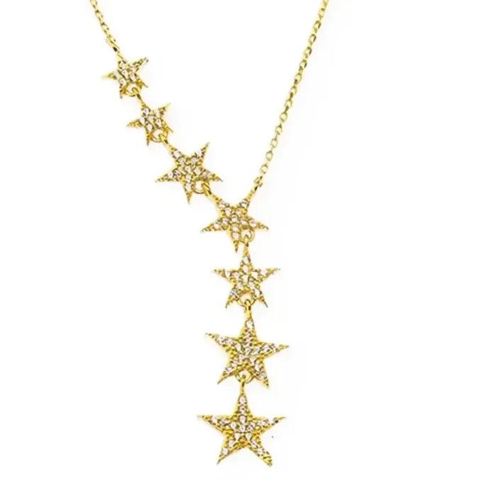 Women’s Geometric Star Pendant Necklace with Shiny CZ Inlay Gift