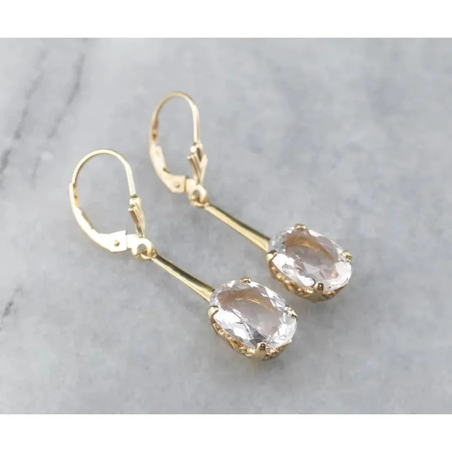Water Drop Zircon Oval Crystal Pendant Earrings for Women Wedding Daily Wear Jewelry