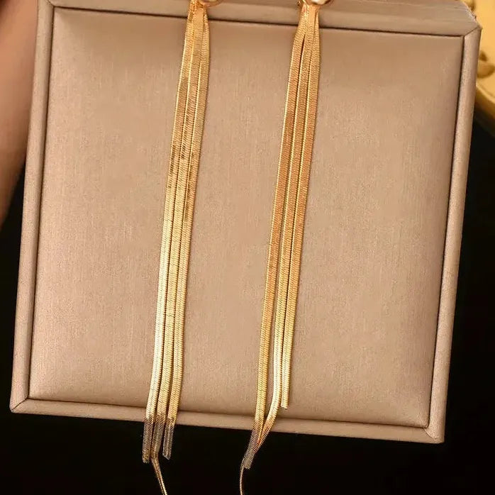Bohemia Metallic Long Tassel Butterfly Dangle Earrings for Women Jewelry Gift