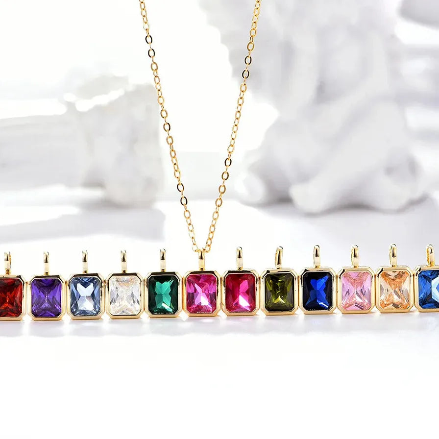 Multicolor Crystal Square Zircon Gold Choker Necklace for Women Party Jewelry