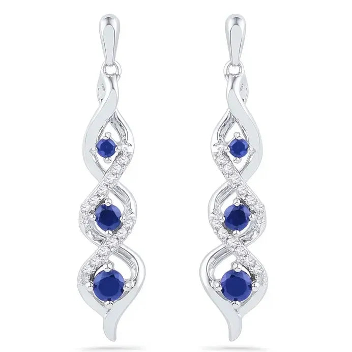 Luxury Blue White Cubic Zirconia Twist Drop Earrings for Women