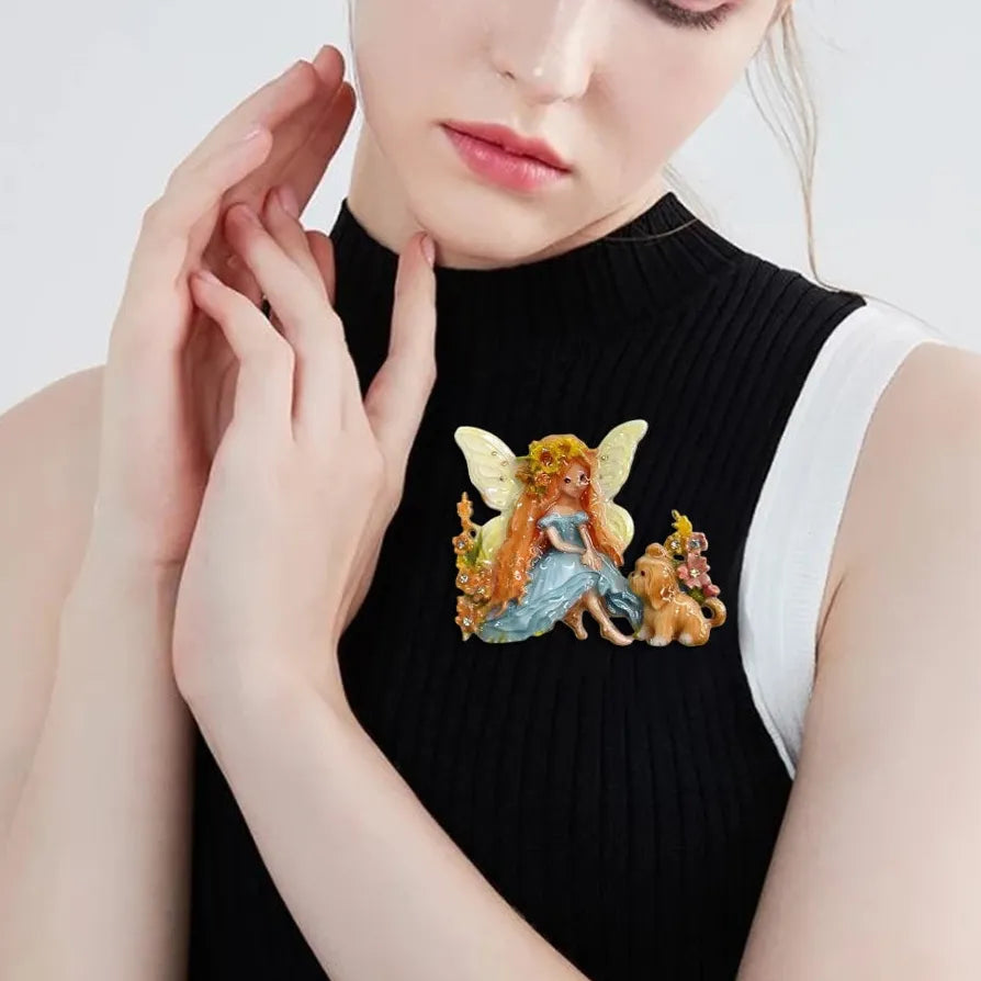 Elegant Wings Puppy Fairy Brooch Pin Jewelry for Men & Women
