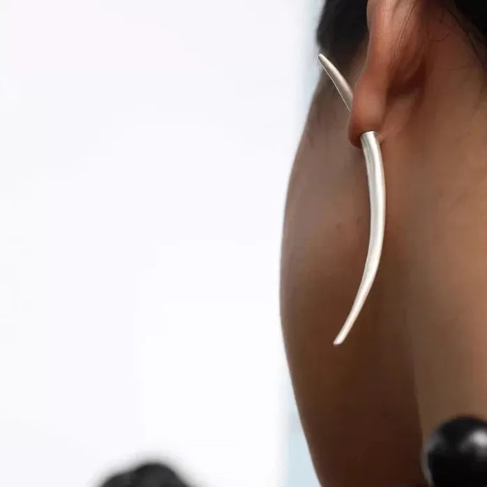 Unisex Curved Moon Geometric Copper Stud Earrings Vintage Urban Jewelry
