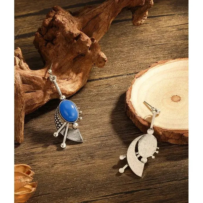 Vintage Bohemian Sapphire Drop Earrings for Women Zinc Alloy Jewelry