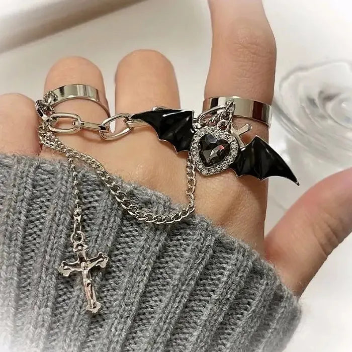 Punk Gothic Cross Drop Chain Earrings Hip Hop Jewelry for Men Women
