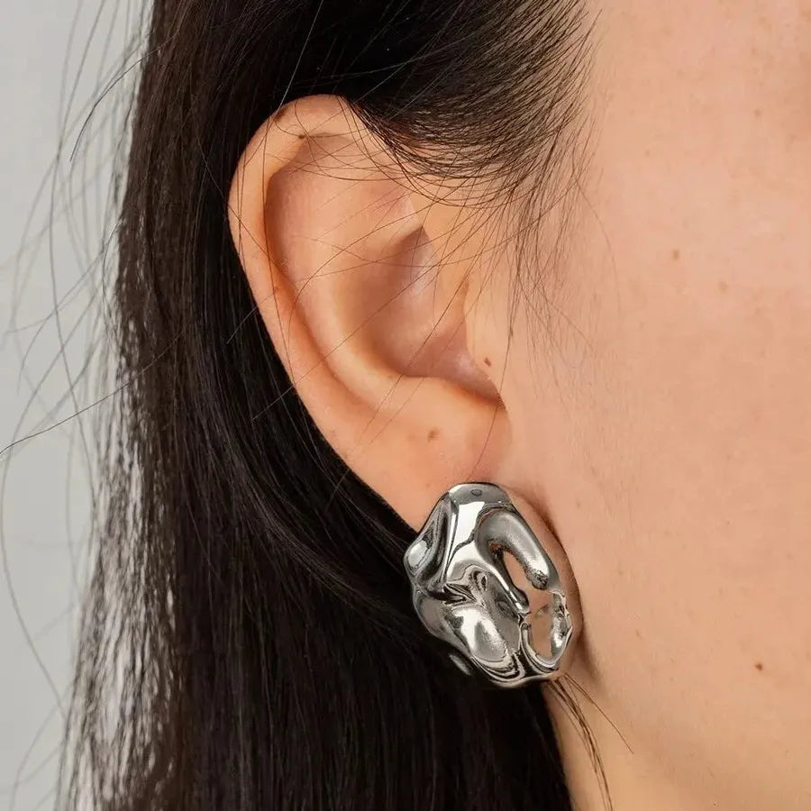 Irregular Geometric Stainless Steel Earrings 18K Gold Plated Tarnish Free