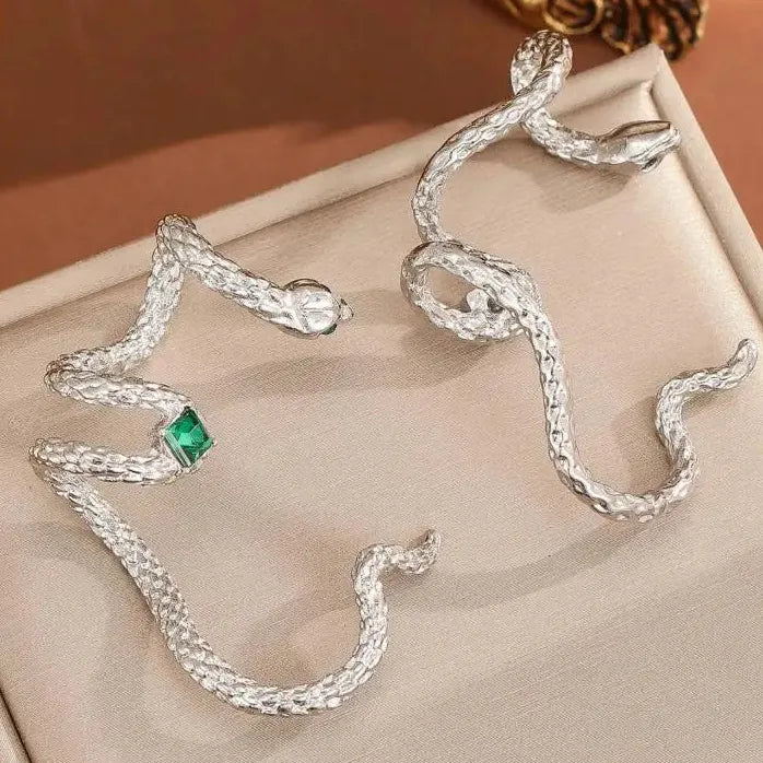 Hiphop Punk Snake Shaped Silver Clip-On Ear Cuff Earring for Women Jewelry