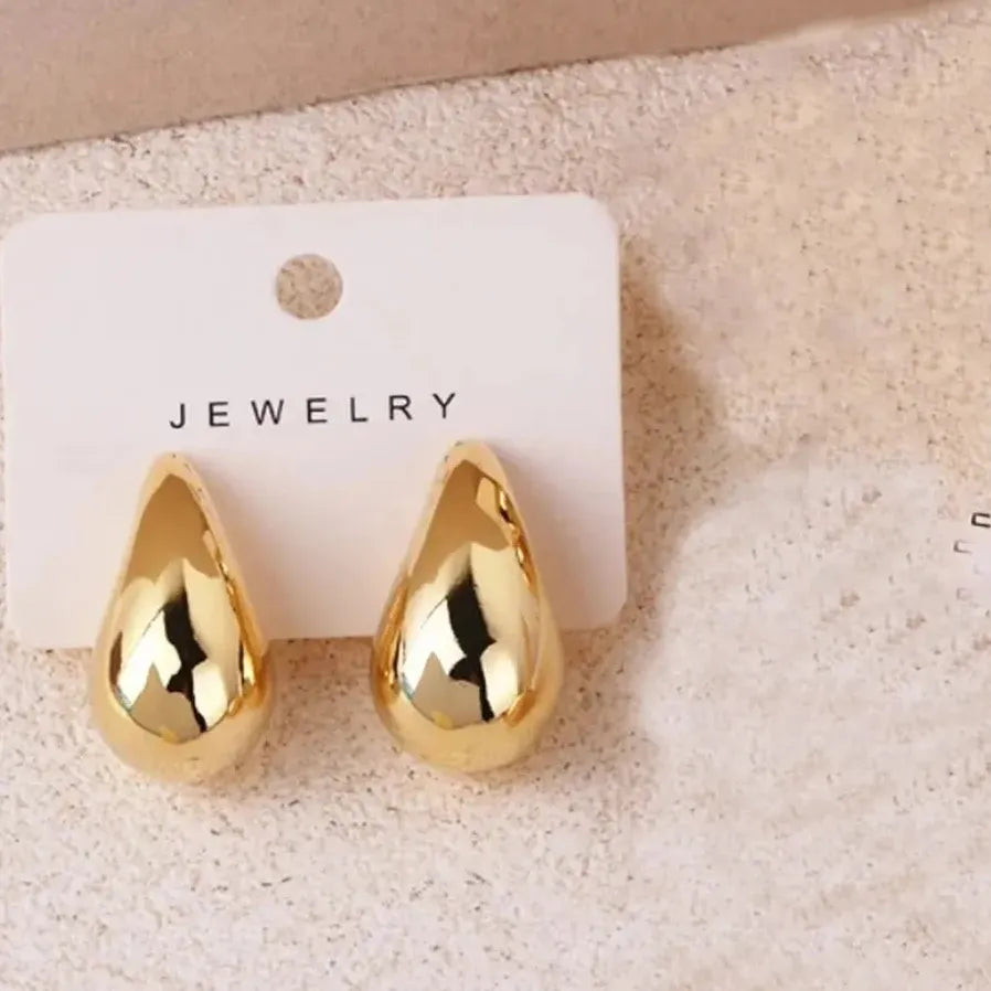 Gold Water Drop Acrylic Stud Earrings for Women 3 Sizes Silver Post