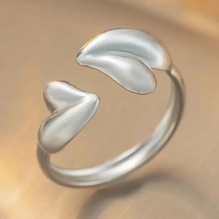Adjustable Stainless Steel Moon Star Ring for Women Celestial Gift