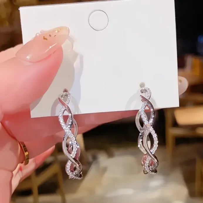 Geometric Twist Hoop Earrings Silver Gold Circle Statement Jewelry for Women