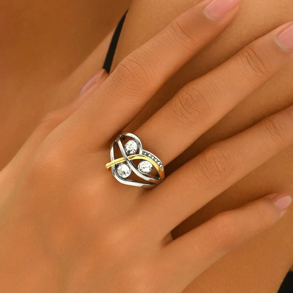 Fashion Wide Two Tone Twist Ring for Women Zinc Alloy Party Jewelry Accessory