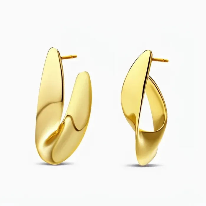 Minimalist Geometric Irregular Metal Hoop Earrings for Women Brass Jewelry