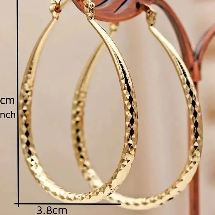 Oval Gold and Silver Large Hoop Earrings Zinc Alloy for Women Gifts