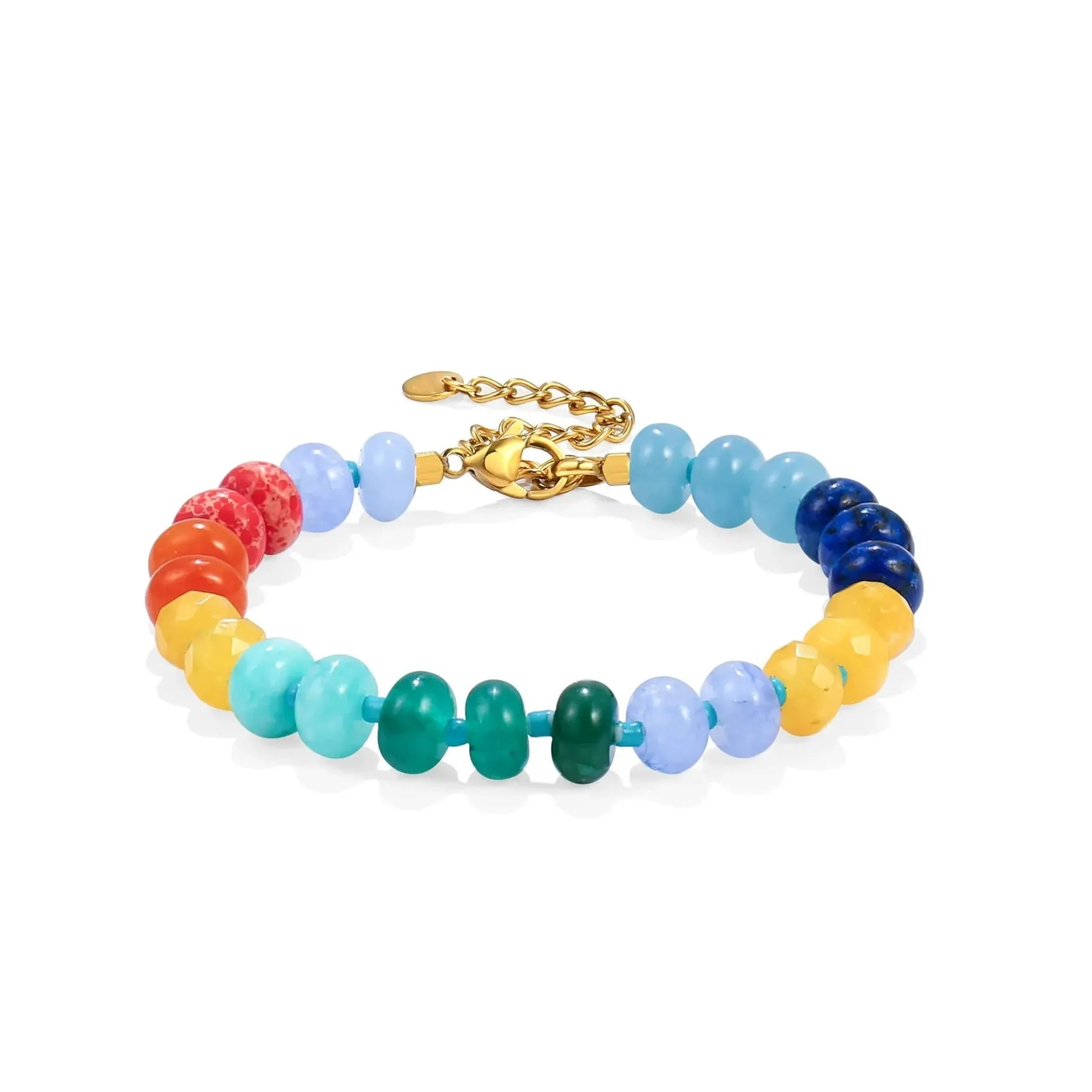 Summer Candy Color Natural Stone Bracelet Women Stainless Steel Waterproof Handmade Jewelry Gift