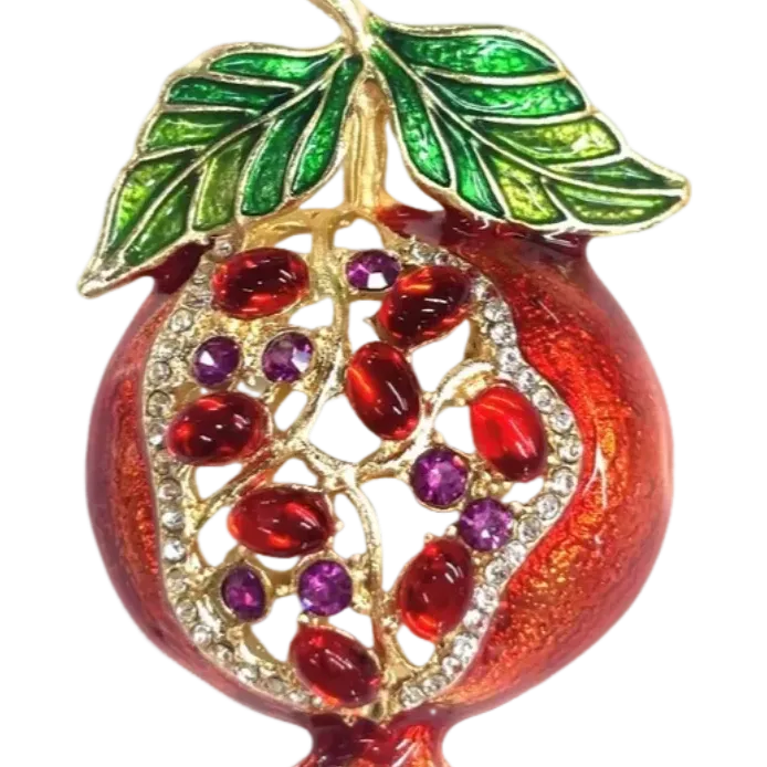 Luxury Pomegranate Fruit Openwork Brooch Pin for Women Elegant Style