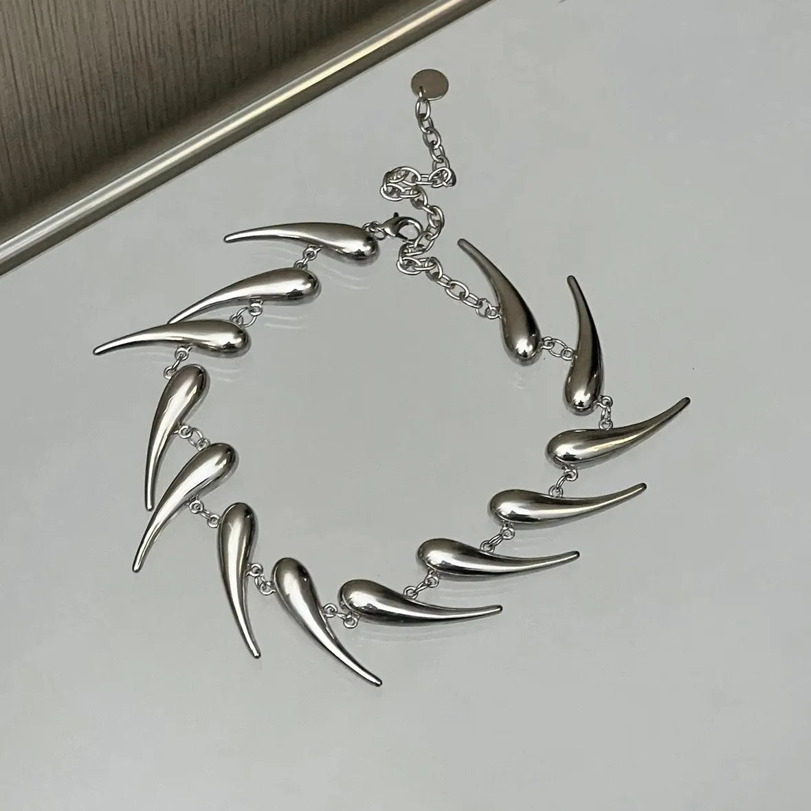 Stainless Steel Hiphop Punk Rivet Thorn Chain Circle Choker Necklace Men Women