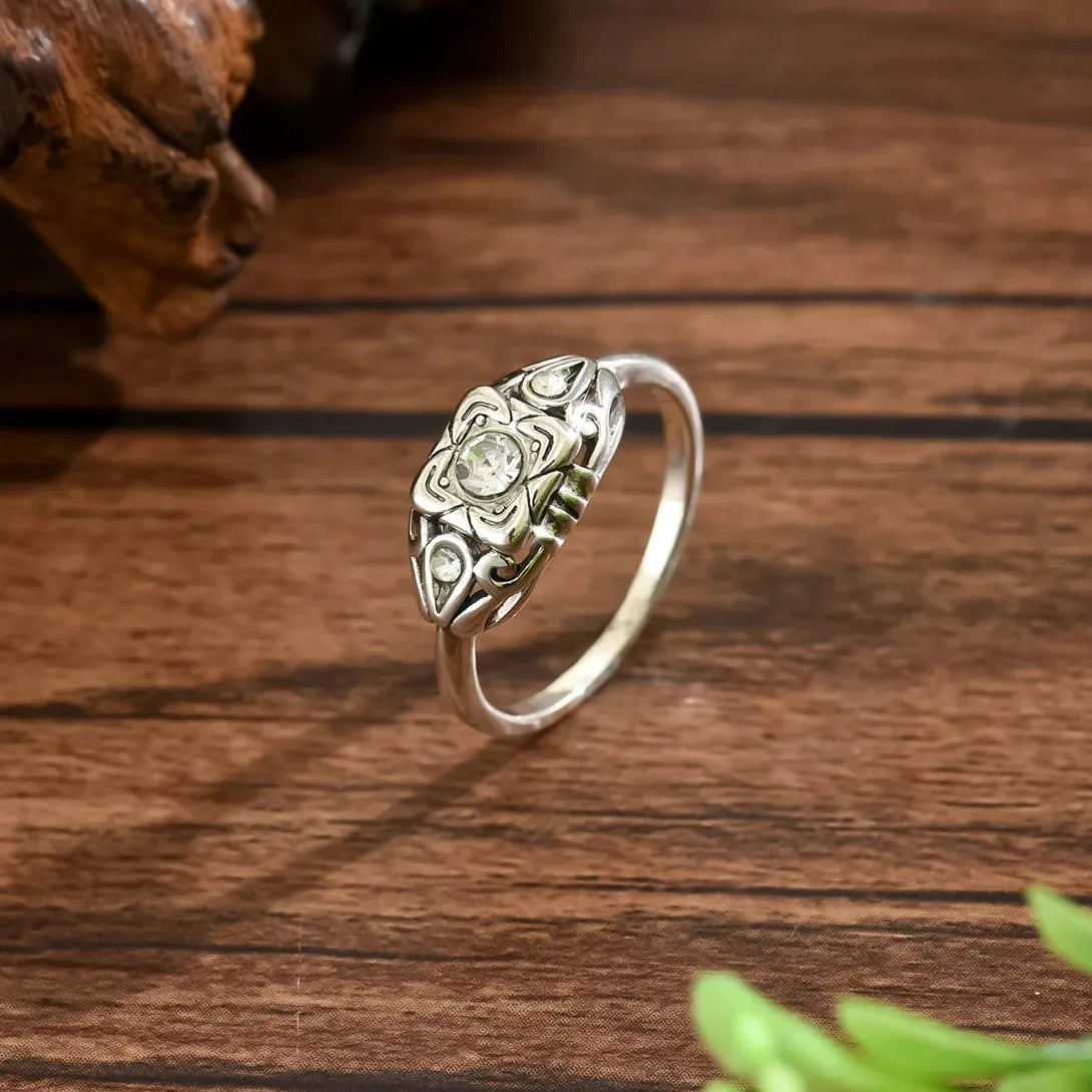 Vintage Cubic Zirconia Zinc Alloy Ring for Women Engagement Jewelry