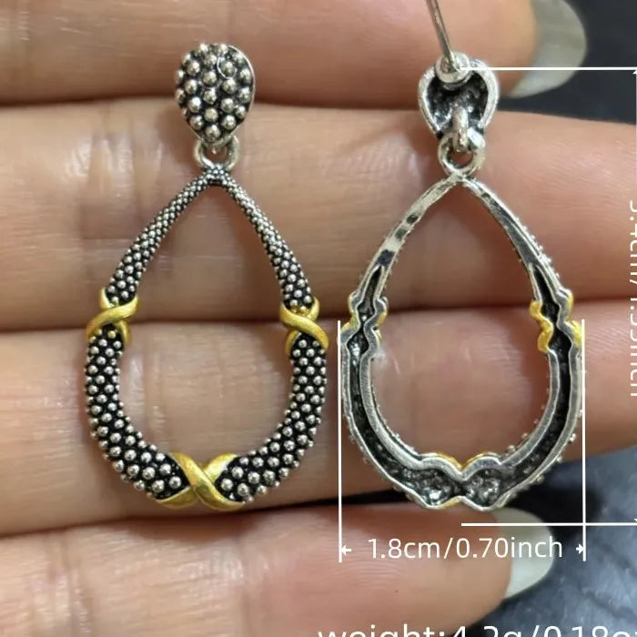 Retro Fashion Oval Drop Earrings for Women Zinc Alloy Geometric Jewelry Gift