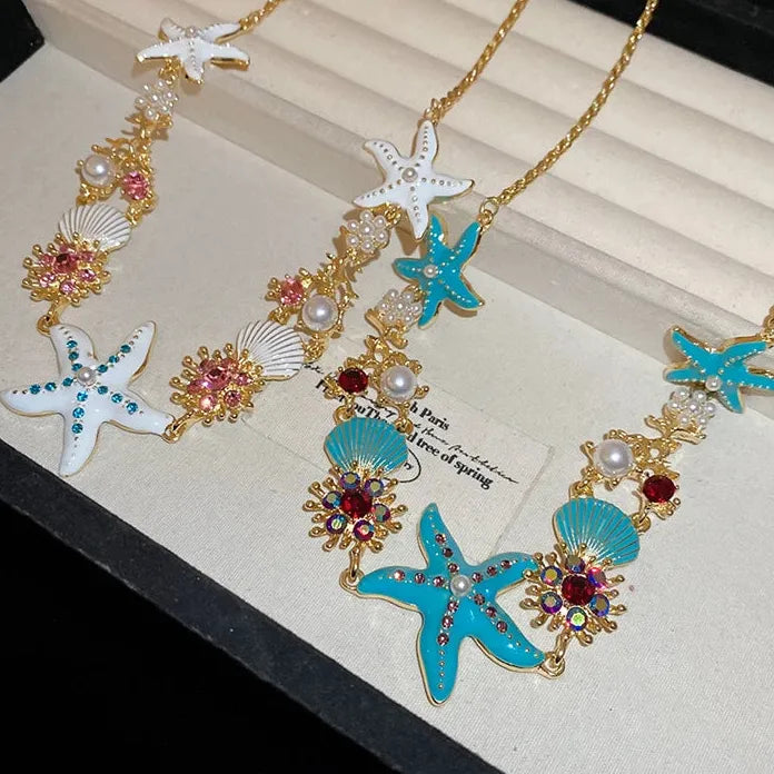 Bohemian Starfish Shell Necklace and Bracelet Set Copper Alloy Jewelry