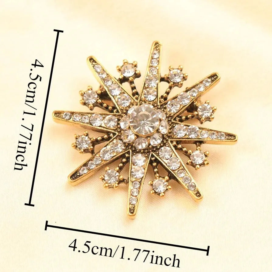 Vintage Snowflake Brooch Elegant Jewelry Gift for Men & Women
