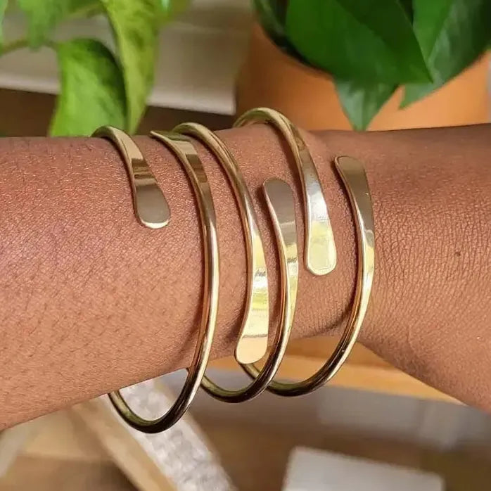 Punk Gold Color Adjustable Cuff Bracelet for Men Women Trendy Jewelry