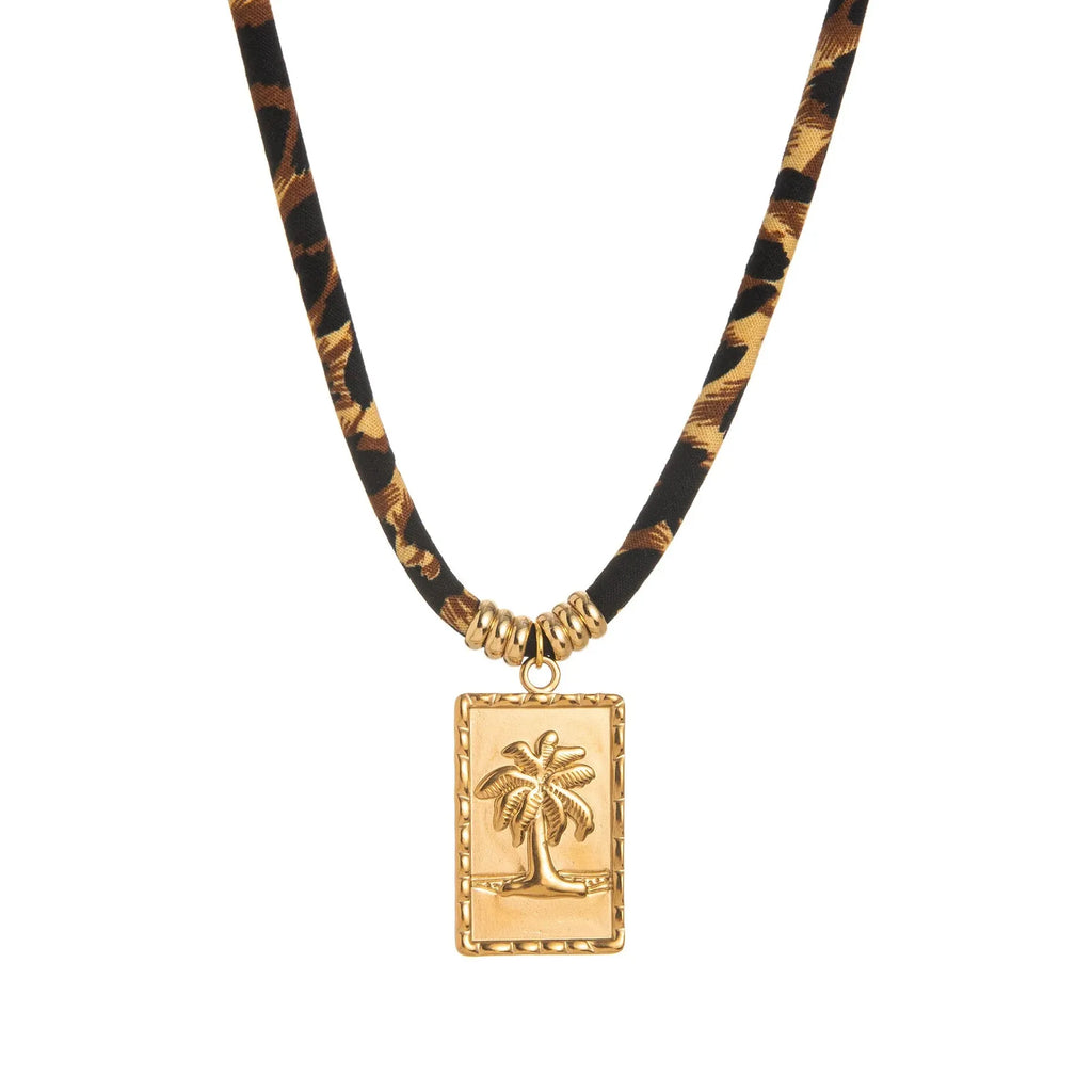 18K Gold Plated Stainless Steel Geometric Pendant Necklace Women Choker Jewelry