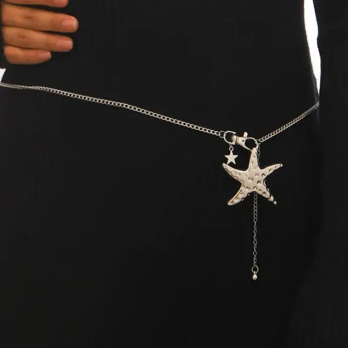 Bohemian Silver Starfish Waist Chain Belly Jewelry for Women Zinc Alloy
