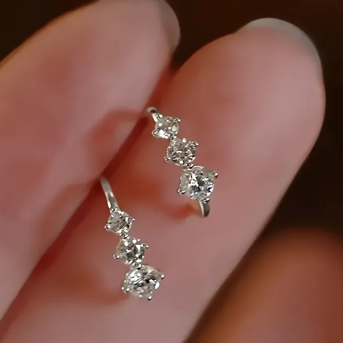 Elegant Minimalist Cubic Zirconia Geometric Hoop Earrings for Wedding Women