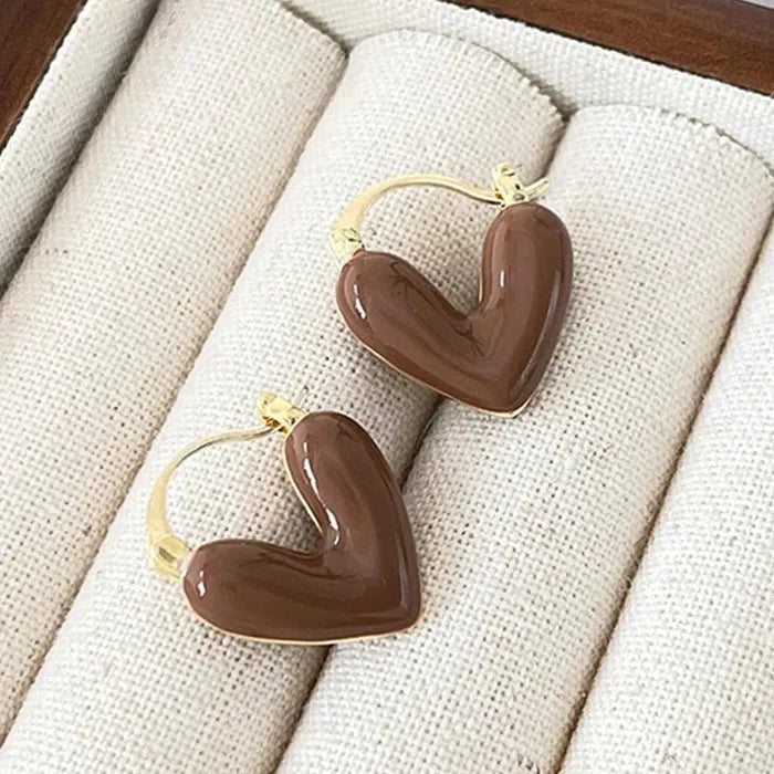 Colorful Heart Pearl Drop Earrings Zinc Alloy V-Shaped Dangle Jewelry