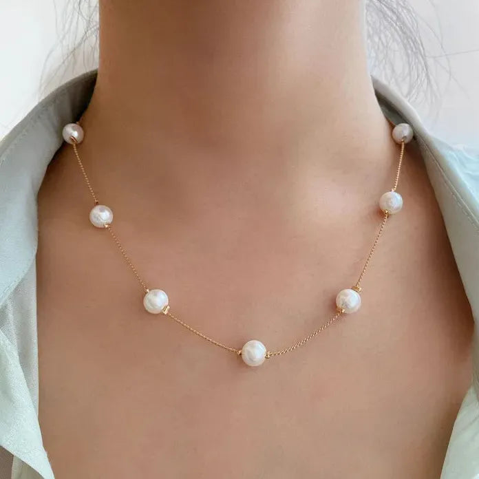 Vintage Simulated Pearl Beaded Necklace for Women Wedding Bridal Gift