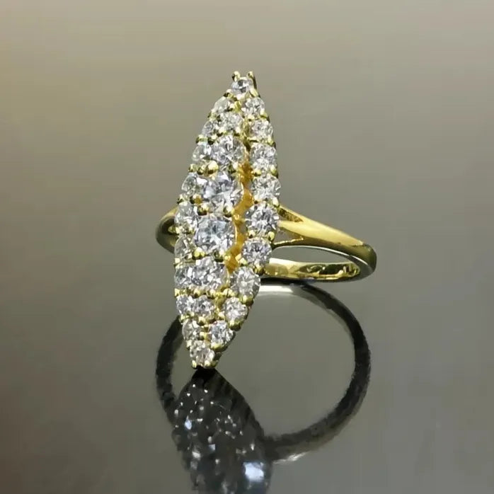 Geometric Marquise Cubic Zirconia Gold Color Women’s Wedding Ring