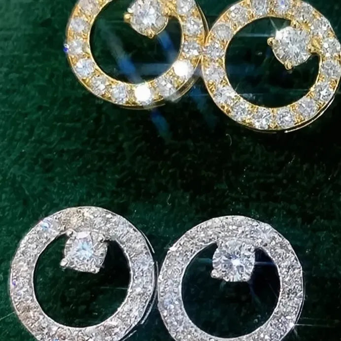 Geometric Cubic Zirconia Circle Stud Earrings for Women Daily Wear
