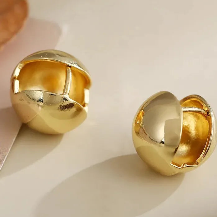 Copper Alloy Metal Ball Stud Earrings European American Style Women 2026