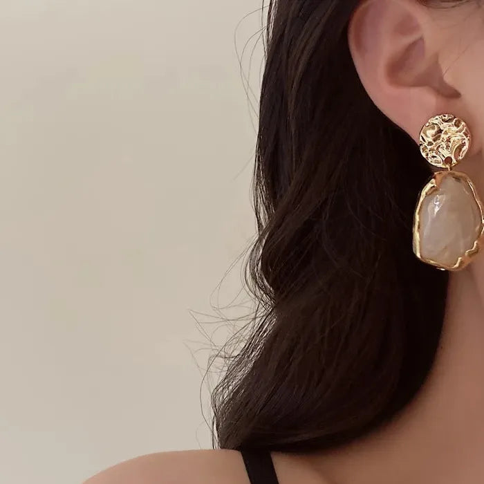 Korea 2026 Geometry Animal Zinc Alloy Resin Stud Earrings for Women Gift