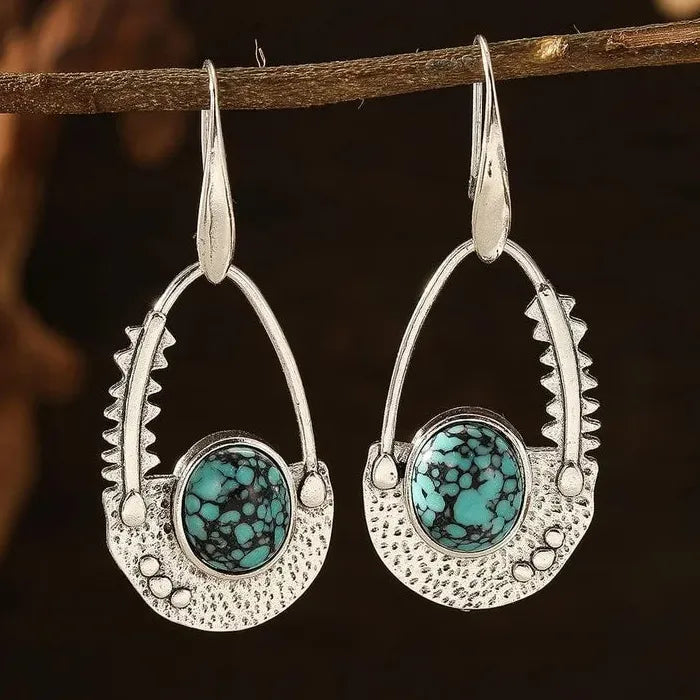 Silver Water Drop Dangle Earrings Natural Stone Zinc Alloy Bridal Wedding Jewelry Gifts