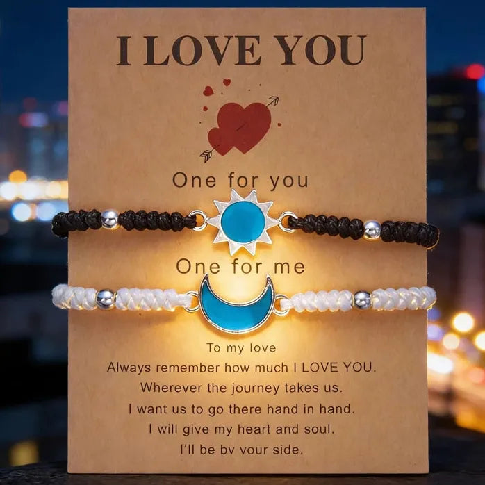 2026 Couple Moon Sun Bracelet Set Beaded Chain Adjustable Jewelry Gift