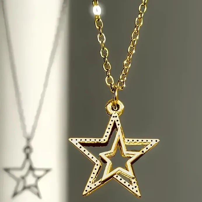 Double Star Pendant Necklace for Women Trendy Party Jewelry Charm